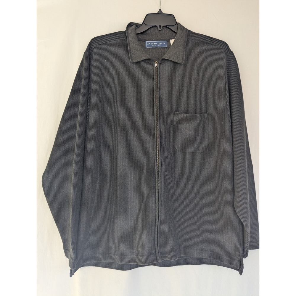 Andrew Fezza New York Jacket Sweater Men's XL Relaxed Rib Charcoal Zipper
